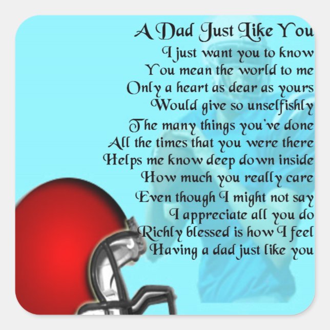 Dad Poem - American Football Design Square Sticker (Front)