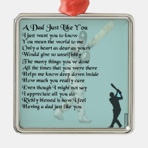 Dad Poem - Cricket design Metal Tree Decoration