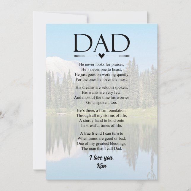 Dad Poem Father's Day Personalised Holiday Card (Front)