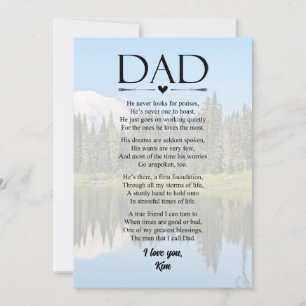 Dad Poem Father's Day Personalised Holiday Card