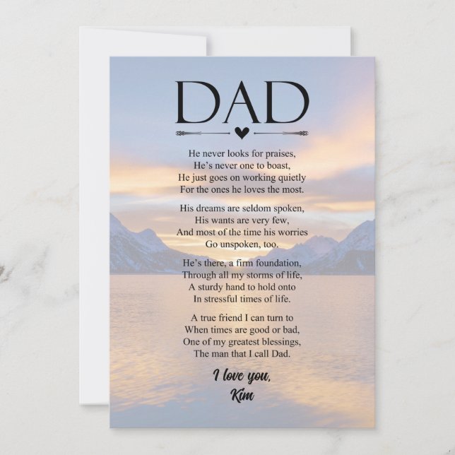 Dad Poem Father's Day Personalised Holiday Card (Front)