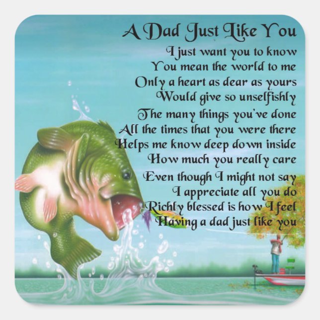 Dad Poem - Fishing Design Square Sticker (Front)