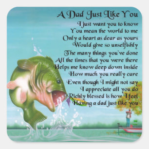 Dad Poem - Fishing Design Square Sticker