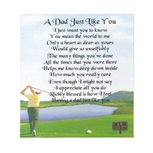 Dad Poem -  Golf Design Notepad