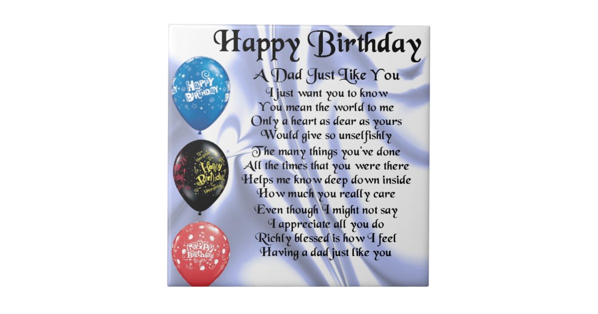 Dad Poem Happy Birthday Tile | Zazzle