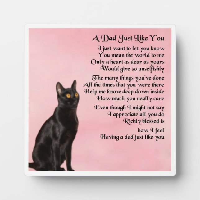 Dad  Poem Plaque  -  Black Cat  Design (Front)