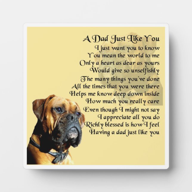 Dad  Poem Plaque  -  Boxer Dog  Design (Front)
