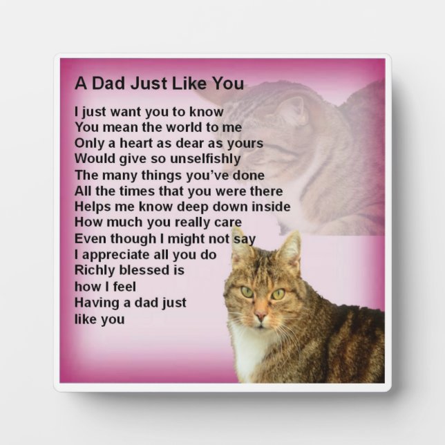 Dad  Poem Plaque  -  Cat  Design (Front)