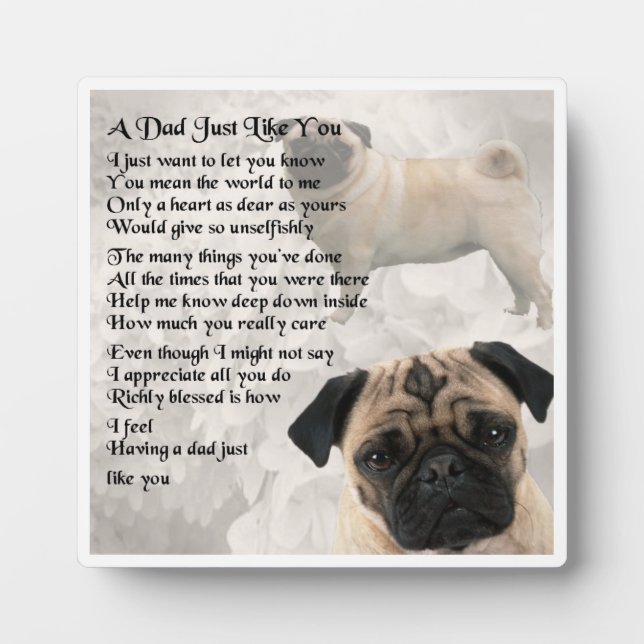 Dad  Poem Plaque  -  Pug  Design (Front)
