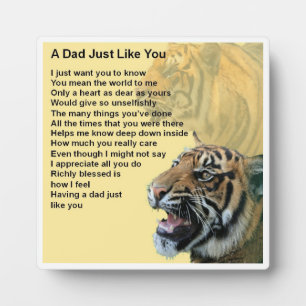 Dad  Poem Plaque  -  Tiger  Design
