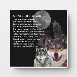 Dad  Poem Plaque  -  Wolf  Design