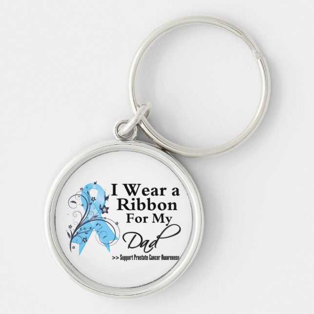 Dad Prostate Cancer Ribbon Key Ring (Front)