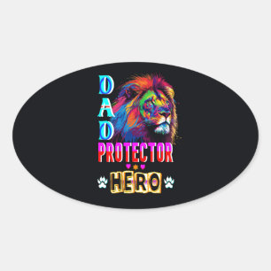 Dad Protector Hero Oval Sticker