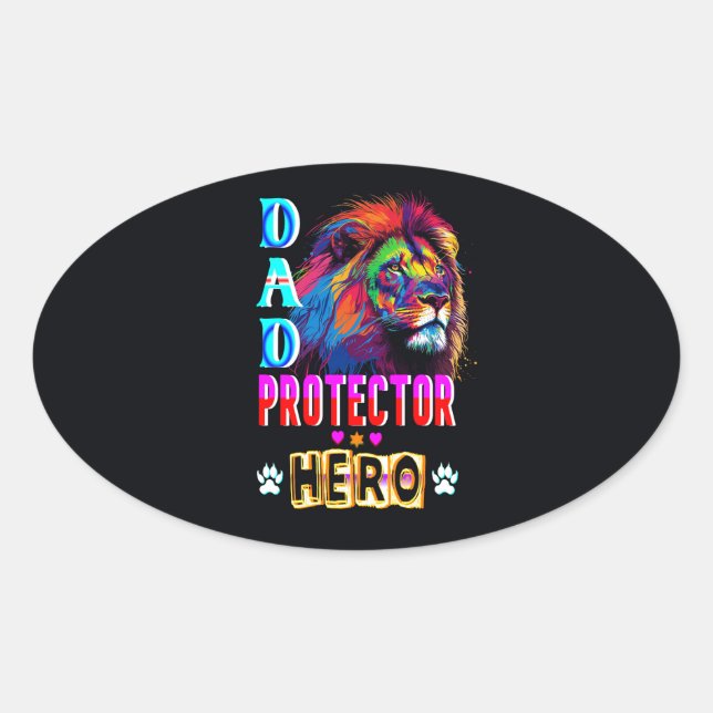 Dad Protector Hero Oval Sticker (Front)