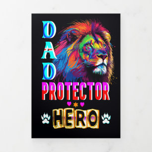 Dad Protector Hero Tri-Fold Holiday Card