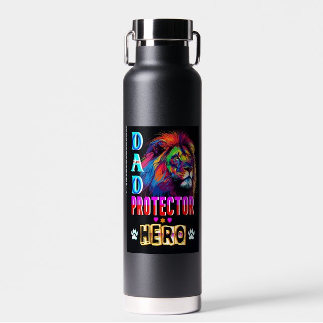 Dad Protector Hero Water Bottle (Front)