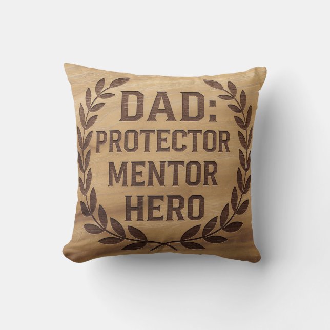  Dad: Protector, Mentor, Hero: Engraved Image Cushion (Front)