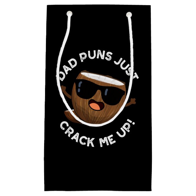Dad Puns Crack Me Up Funny Coconut Pun Dark BG Small Gift Bag (Front)