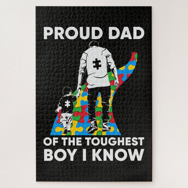 Dad Puzzle Autism Awareness Gift for Birthday (Vertical)