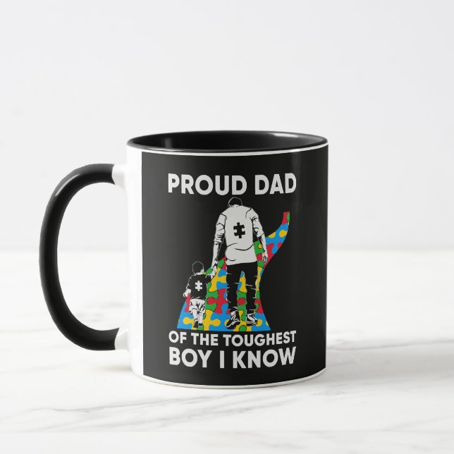Dad Puzzle Autism Awareness Gift for Birthday Mug (Left)