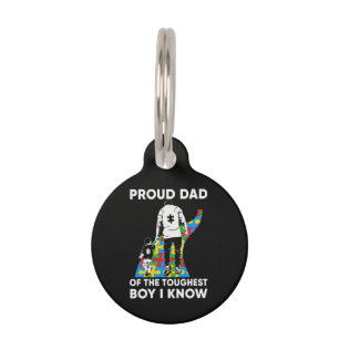 Dad Puzzle Autism Awareness Gift for Birthday Pet Tag
