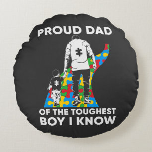 Dad Puzzle Autism Awareness Gift for Birthday Round Cushion