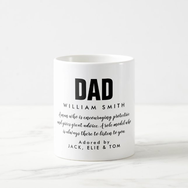 Dad Quote Modern Black and White Coffee Mug (Center)