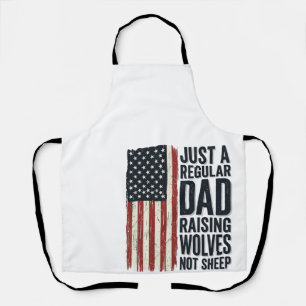 Dad Raising Wolves Patriotic Vintage Shirt Design_ Apron