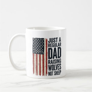 Dad Raising Wolves Patriotic Vintage Shirt Design_ Coffee Mug