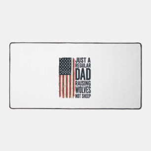 Dad Raising Wolves Patriotic Vintage Shirt Design_ Desk Mat