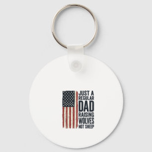 Dad Raising Wolves Patriotic Vintage Shirt Design_ Key Ring