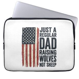 Dad Raising Wolves Patriotic Vintage Shirt Design_ Laptop Sleeve
