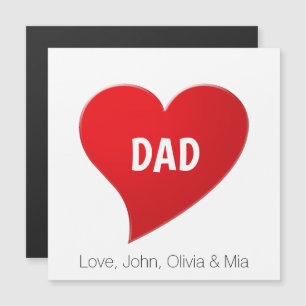 Dad red heart personalised cute magnetic card 