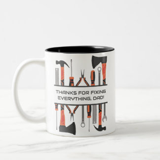 Dad Repairs, Tools, Father's Day, Daddy Birthday Two-Tone Coffee Mug