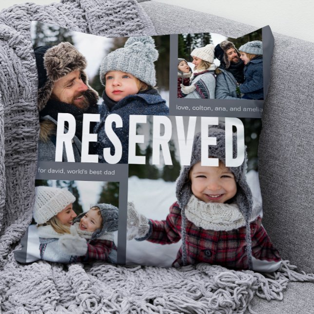 Dad Reserved for World's Best Photo Collage Blue Cushion (Creator Uploaded)