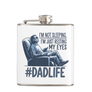 Dad resting eyes funny quote gift hip flask