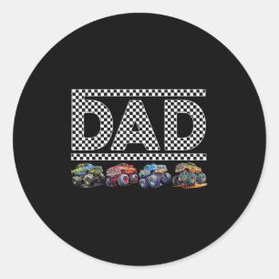 Dad Retro Monster Truck Family Crew Birthday Match Classic Round Sticker