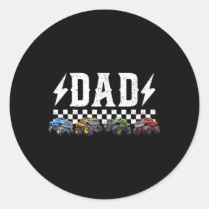 Dad Retro Monster Truck Family Crew Birthday Match Classic Round Sticker