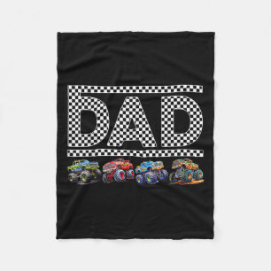 Dad Retro Monster Truck Family Crew Birthday Match Fleece Blanket