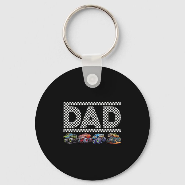Dad Retro Monster Truck Family Crew Birthday Match Key Ring (Front)