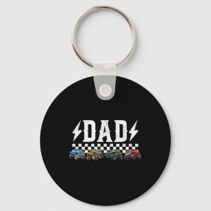Dad Retro Monster Truck Family Crew Birthday Match Key Ring