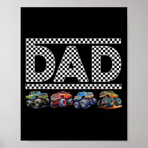 Dad Retro Monster Truck Family Crew Birthday Match Poster