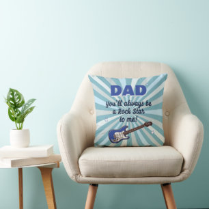 Dad Rock Star Electric Guitar Fun Blue Cushion