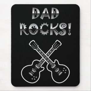 Dad Rocks! Black & White Guitars Mouse Mat