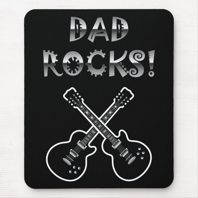 Dad Rocks!  Black & White Guitars Mouse Mat (Front)