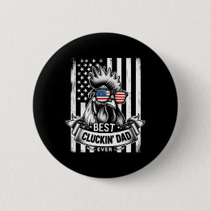 Dad Rooster Daddy Farmer Funny Fathers Day For Men 6 Cm Round Badge