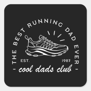Dad run running runner club matching square sticker