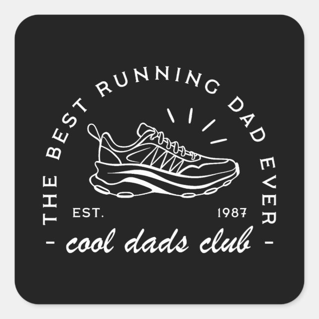 Dad run running runner club matching square sticker (Front)