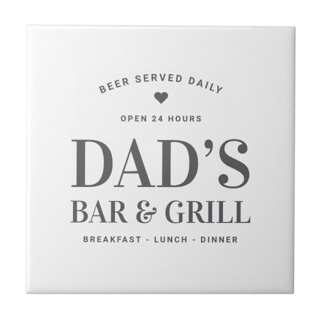 Dad’s Bar & Grill Open 24 Hours Custom Tile (Front)