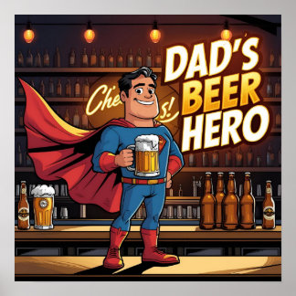 Dad’s Beer Hero Comic Digital Poster Print